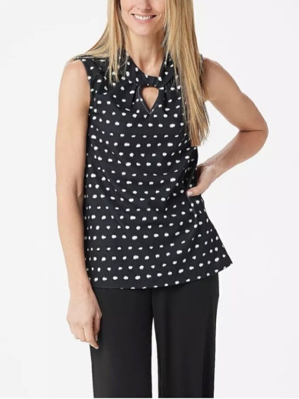 BROOKE SHIELDS Timeless Twist Sleeveless Printed Top
